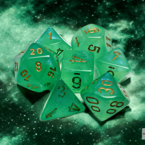Chessex CHX 27575 Borealis Light Green/gold Luminary Polyhedral 7-Dice Set